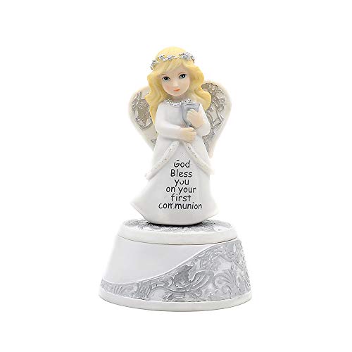 Comfy Hour Praying Girl Communion Collection My First Communion Girl Keepsake Box with Holy Cross Rosary, Polyresin