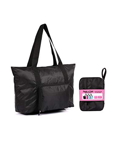 JYS Enterprise KARLA HANSON Pack n Fold Foldable Travel Tote Bag ‚Ä¶ (Black)