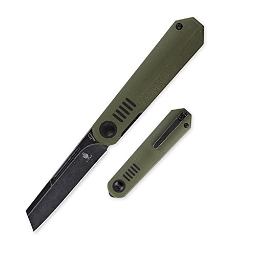 Kizer Folding Pocket Knives, CPM 20-CV Tanto Blade Green G10 Handle Lightweight Knife For Men, Camping, Hunting, Outdoor and EDC, 2.36 OZ, De L&
