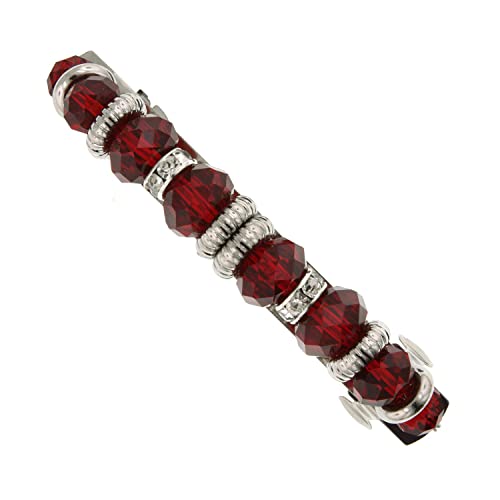 1928 Jewelry Siam Red Rich Cut Faceted Beaded Crystal Accents Hair Barrette