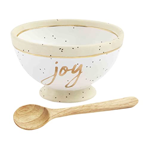Mud Pie Gold Stoneware Dip Cup Set, 3" x 5", Joy