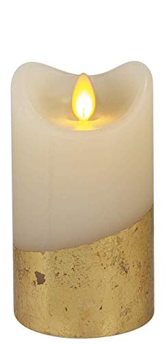 Ganz LLW1318 LED Foil Wrapped Wax Pillar Candle, 5-inch Height, Ivory and Gold