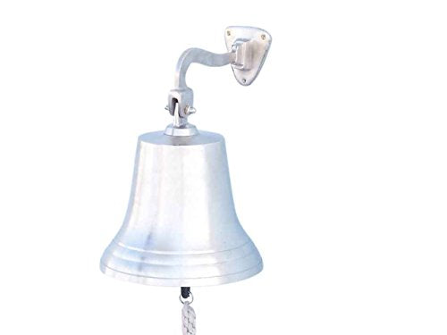 Hampton Iron 3xglass-101 Brushed Nickel Hanging Ship's 15" Bell-Nautical Decoration, 15 inch