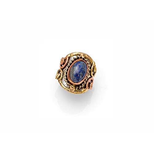 Anju Jewelry Janya Collection Mixed Metal Cuff Ring with Lapis Stone