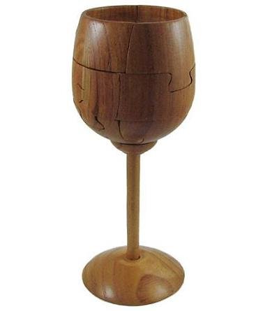 Winshare Puzzles and Games 7.37" Wooden Wine Glass on Stand 3D Puzzle, Medium Brown