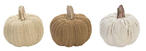 Transpac Harvest Neutral Knit Pumpkins Set of 3, Multicolor