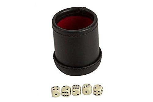 CHH 4" Deluxe Dice Cup with 5 Standard Dice, Black/Cream Color