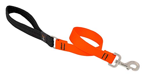 Lupine Pet Traffic Leash by Lupine in 1" Wide Blaze Orange 2-Foot Long with Padded Handle