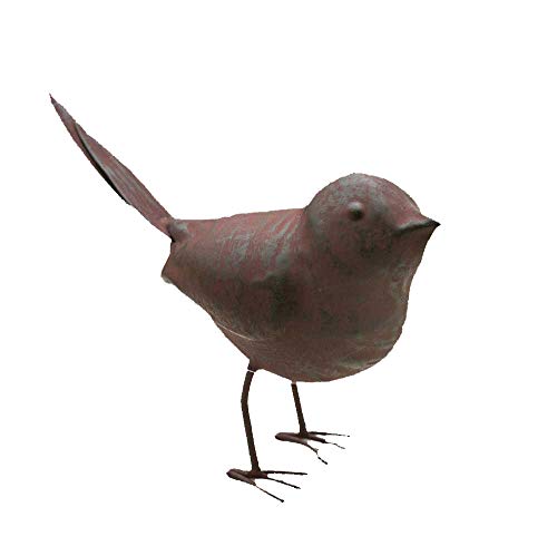 CTW Colonial Tin Works Decorative Small Cute Songbird Song Bird Statue Figurine for Home or Garden with Feet, Metal, Rustic/Farmhouse Cottage, Rust Color, 5.5" L x 2" W x 4" H, 1 Piece