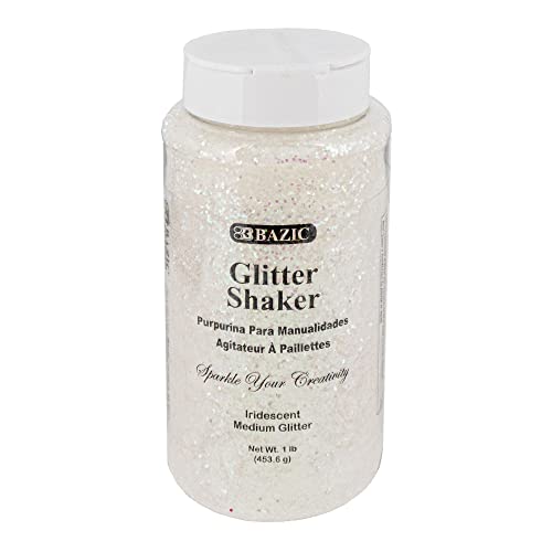 BAZIC Glitter Shaker 1 LB Iridescent Metallic Color, Sparkling Powder in Large Jar for Kids Slime Paints Crafts Nail Art Polish Skin Halloween Party, 1-Pack