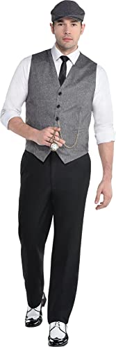 Amscan Party City Roaring 20s Dapper Man Halloween Costume for Men, Gatsby Party, Standard Size, Includes Vest, Hat and Tie