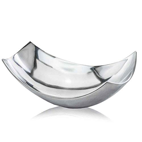 Modern Day Accents Standing Red Pencil Cucha Large Scoop Silver, Shiny Bowl, Aluminum, Modern, Tabletop, Accent Piece, Home or Office, Decor, 17.25" L x 9.75" W x 5.5" H