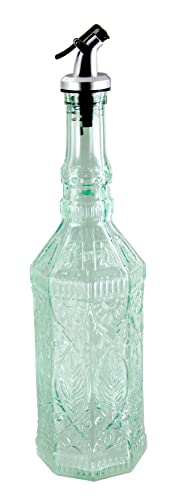 Grant Howard Gaudi Embossed Decorative Glass Oil and Vinegar Cruet with Pourer, 22 oz