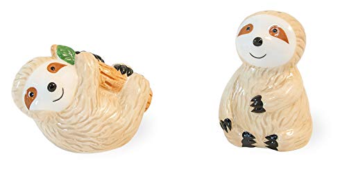 Boston International Ceramic Salt & Pepper Shakers, 3.5 x 2-Inches, Simply Sloths