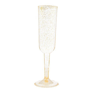 Unique Industries Unique Gold Glitter Plastic Champagne Party Flutes, 4ct (63651), 7 oz