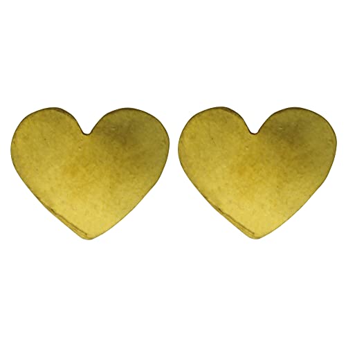 HomArt Gia Heart Post Earring, 0.50-inch Lenght, Brass
