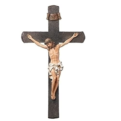 Roman 20.5" Black and Beige Crucifix Tabletop Decor
