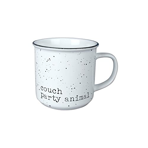 Carson Home, Decorative Vintage Mug for Coffee Latte Tea Hot Cocoa, Ideal Gift, Microwave and Dishwasher Safe, Couch Party Animal Vintage Mug 13oz