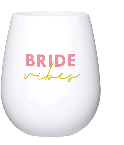 Creative Brands Santa Barbara Design Studio Wedding Collection Silicone Wine Glass, 12-Ounce, Bride Vibes