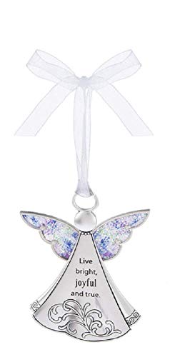 7T2S New Ganz ER68984 Live Bright, Joyful and True Hanging Ornament, 3-inch High, Glass