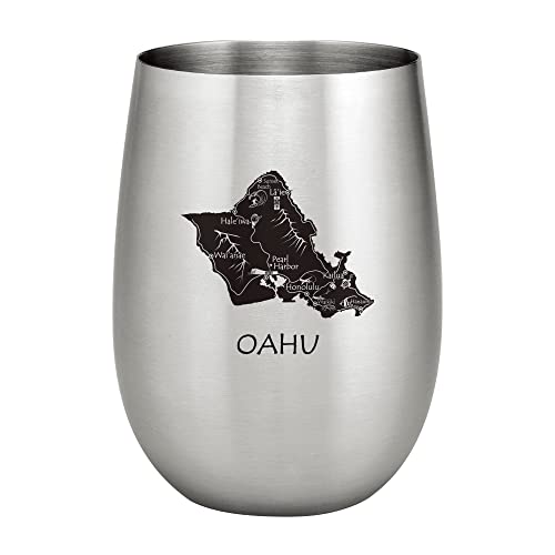 Supreme Housewares UPware 18/8 Stainless Steel 20 oz. Stemless Wine Glass, Unbreakable and Shatterproof Metal, for Wine and Beverage (Hawaii Oahu Island)