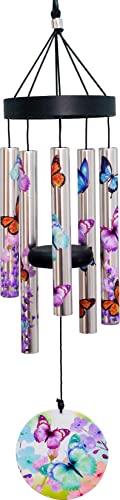 Spoontiques Butterfly Small UV Wind Chime - Garden D√©cor - Decorative Chimes for Yard and Garden Decoration