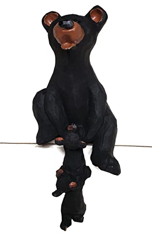 Lipco Lipman Bear Decor Mother and Cubs Shelf Sitter Figurine, 8-inches, Black