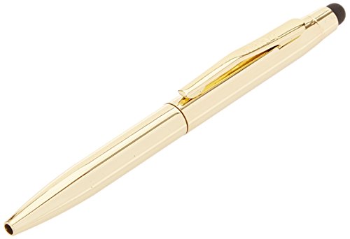 UCHIDA 007I-S-GLD St. Tropez Petite 2-in-1 Stylus and Pen Open Stock with Black Ink, Gold Barrel