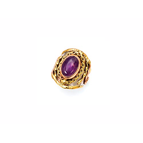 Anju Jewelry Janya Collection Mixed Metal Cuff Ring with Amethyst Stone