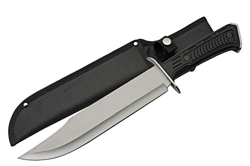SZCO Supplies 15" Outdoor Survival Silver Tech Bowie Blade Knife, 211515-SL