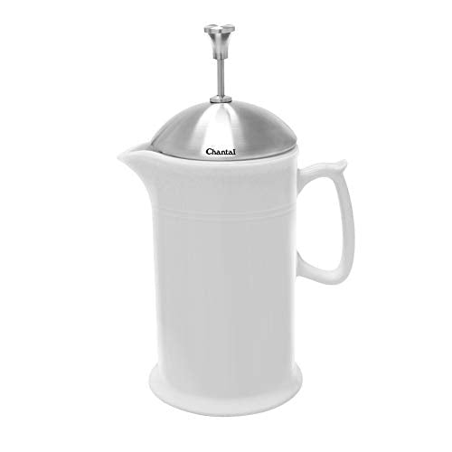 Chantal 92-FP28 SW Ceramic French Press with Stainless Steel Plunger/Lid, White