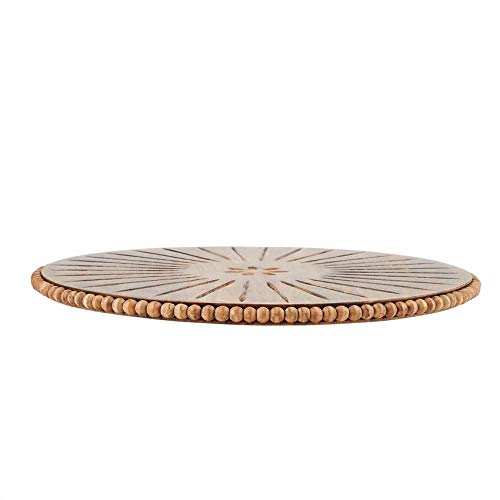 Mud Pie Beaded Carved Lazy Susan, 16" dia