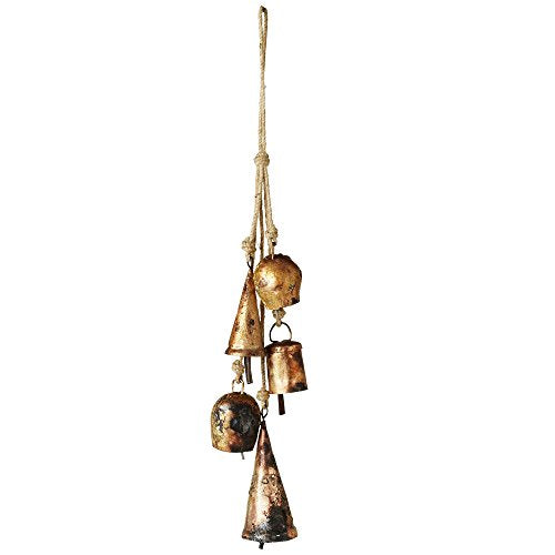 Ganz Midwest-CBK 14" Distressed Antique Style Gold Bell Cluster Wind Chime