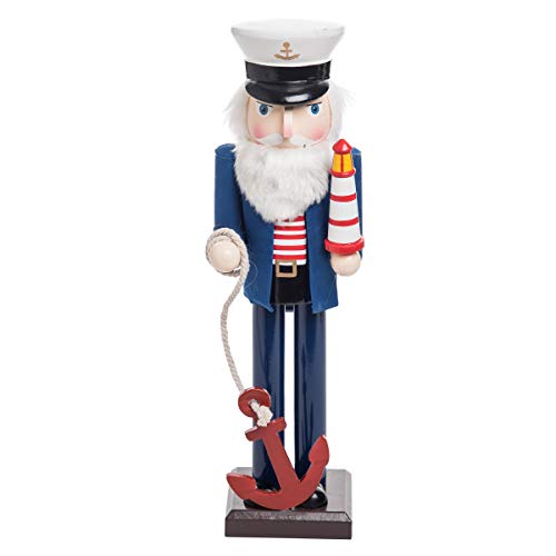 Beachcombers Large Wood Captain Nutcracker Wood Wood Composite Fabric Traditional Figure Christmas Mass Holiday Home D‚Äö√†√∂¬¨¬©cor