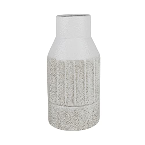 Foreside Home & Garden Fluted Sandy Vase White Metal