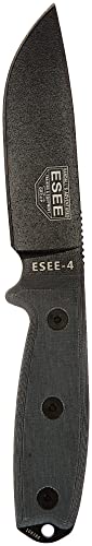 Blue Ridge Knives ESEE -4 Plain Edge No Sheathing Black Blades with Micarta Handle