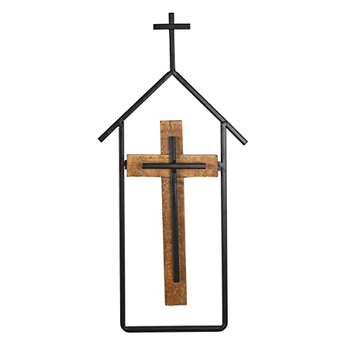 Foreside Home & Garden Cross & Steeple Wall Art Metal & Wood