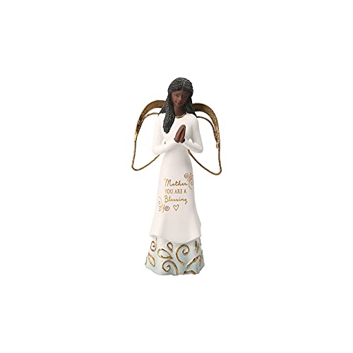 Pavilion Gift Company Mother You are A Blessing - 5.5 Inch African American Praying Collectible Resin Angel Figurine, White