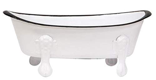 CWI HAPPY DEALS ~ Claw Foot Vintage Bathtub Soap Bowl | White with Black | Farmhouse Style Bathroom Bowl | 5.5 x 2.5 inch