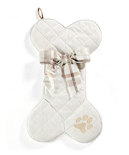 Giftcraft 682121 Christmas Dog Bone Stocking with Treat Pocket, 0.1 inch, Polyester