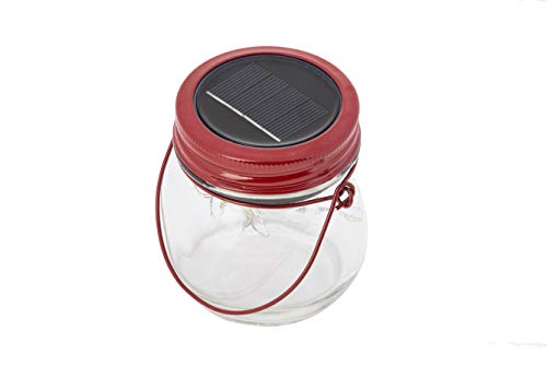 Tablecraft 900006 Wanderlust Collection LED Solar Lantern, Glass with Red Top, 3.75 x 3.75 x 3.75&