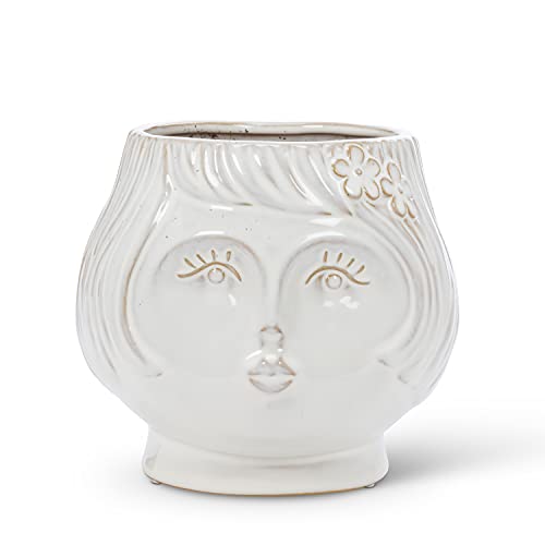 Abbott Collection  27-ALBA-612 Woman Face Planter, White