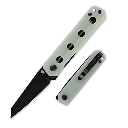 Kizer Converse Folding Knife, Black 154CM Steel Blade and Transparent Color G10 Handle Front Flipper Knife, V3595C1