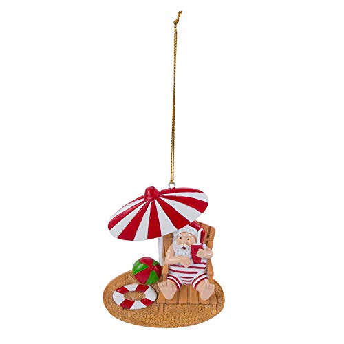 Beachcombers Santa Soaking Up The Sun on the Beach Ornament