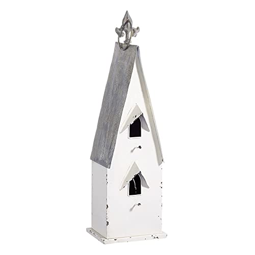 RAZ Imports Distressed Bird House, White, 21.5 inches