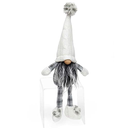 MeraVic Cable Knit Sweater Hat, Wood Nose, Grey Beard, Arms and Floppy Legs, 11 Inches, Christmas Decoration