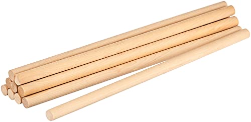 Hygloss Products, Inc Wooden Dowel Rods Unfinished Natural Wood Sticks-1/2 x 12 Inches, 10 Pack, 1/2-Inch x 12-Inch, 10 Count