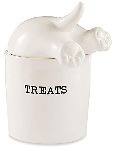 Mud Pie Dog Tail Treat Canister - Ceramic Dog Treat Jar Set