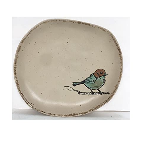Blue Sky Clayworks 9106 Bird Reactive Salad Plate, Cream
