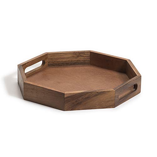 Kalmar Home Acacia Wood 13-Inch Octagon Tray
